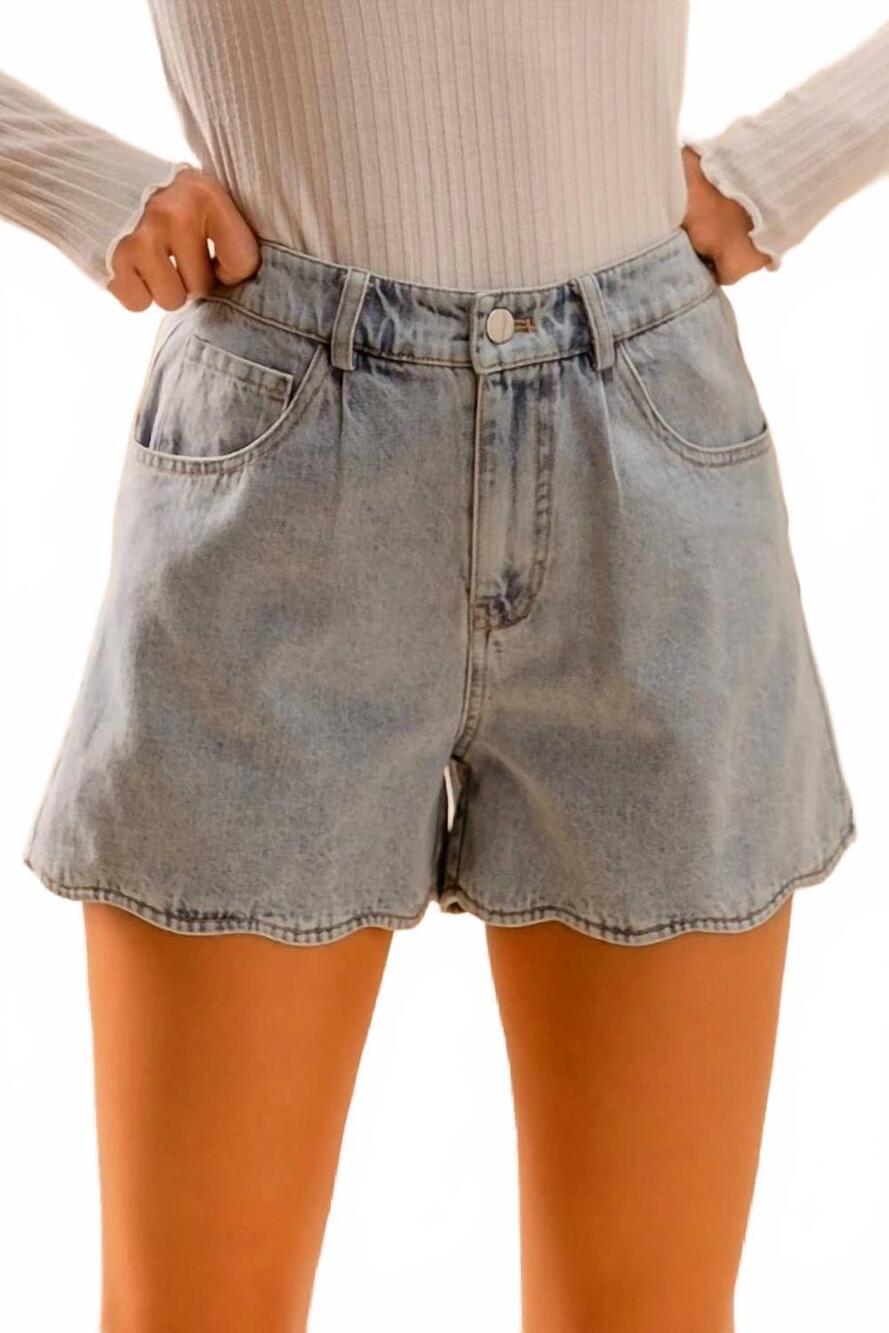 NEW SO ME annie scallop denim shorts in blue